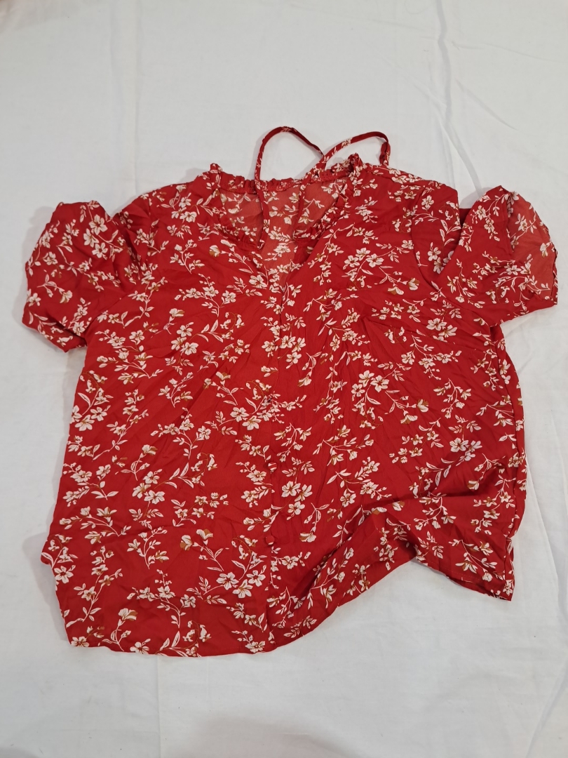 Blouse imprimée florale rouge