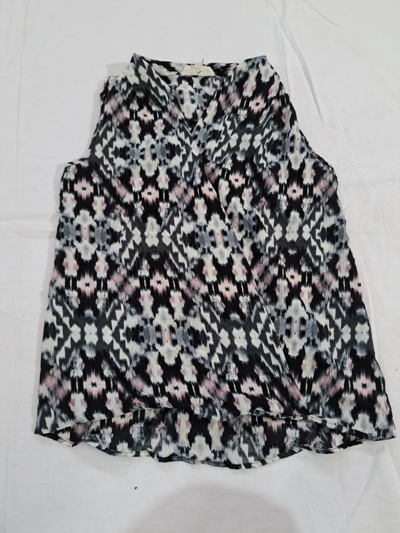 Pink Rose Printed Sleeveless Blouse