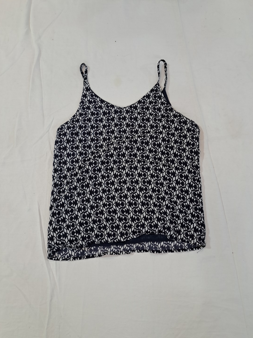 Unbranded Black and White Printed V-Neck Camisole ..