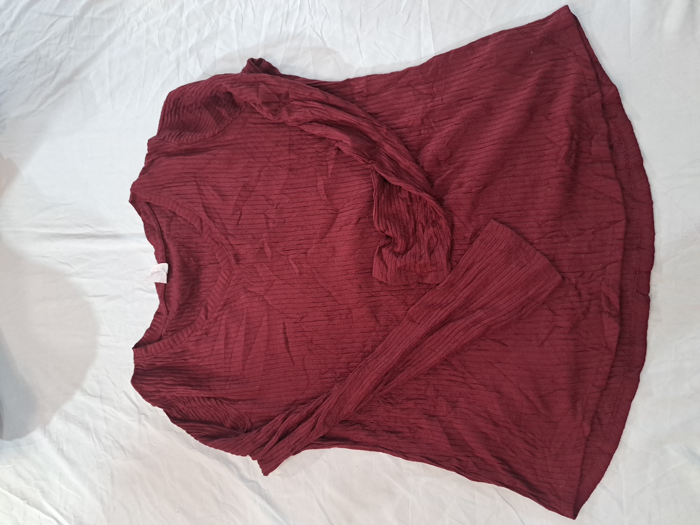 No Boundaries Maroon Ribbed Long Sleeve Knit Top