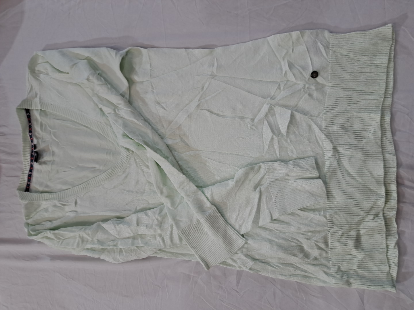 Cardigã de Malha Verde com Decote em V