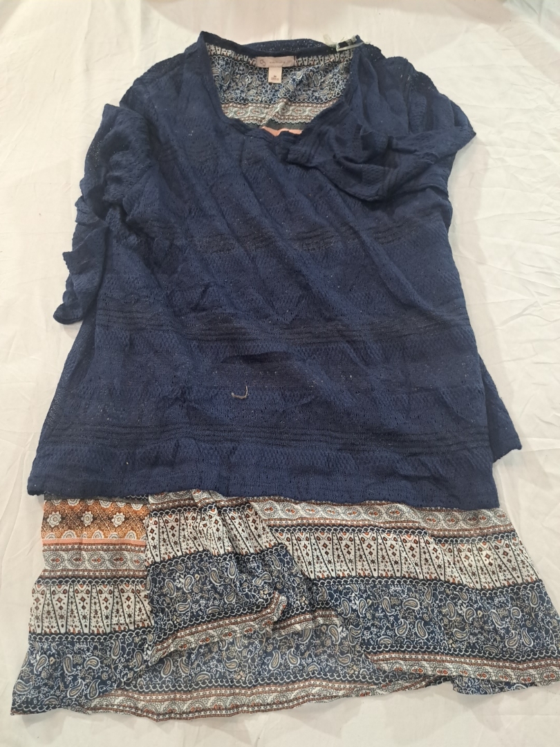 Free People Ruffle Blouse Navy