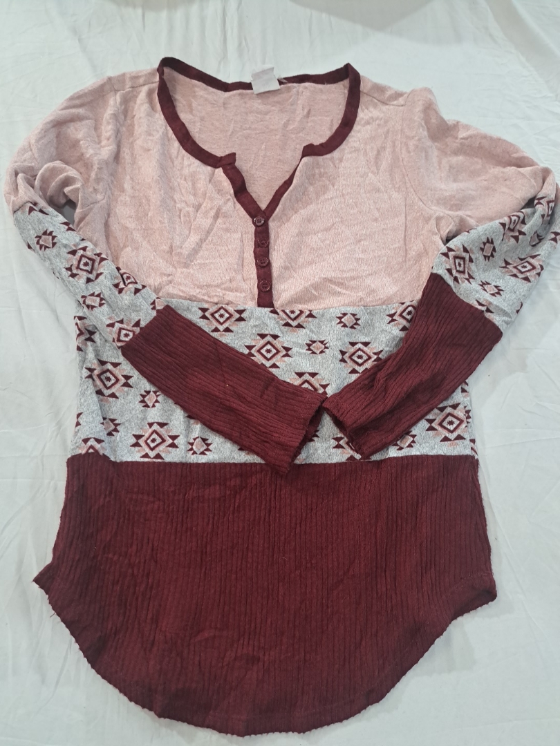 Blouse en patchwork à manches longues No Boundarie..