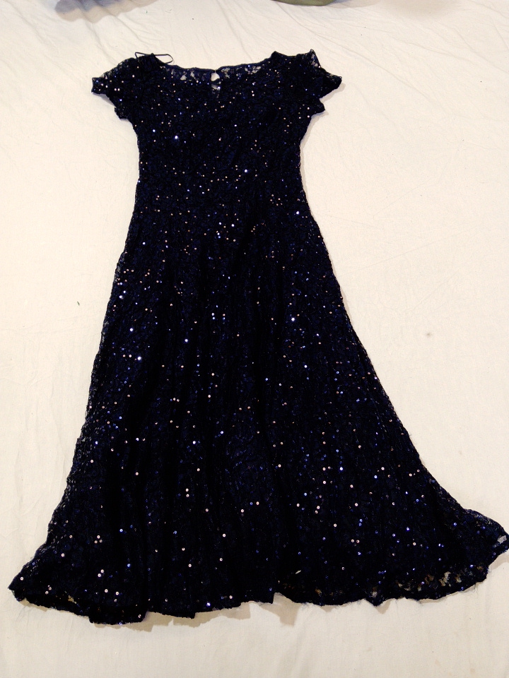 SLNY NY Black Sequined Midi Dress