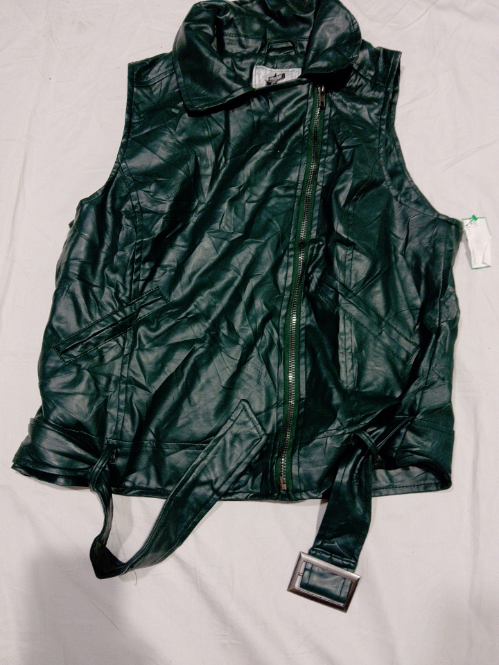 AllSaints Green Leather Vest