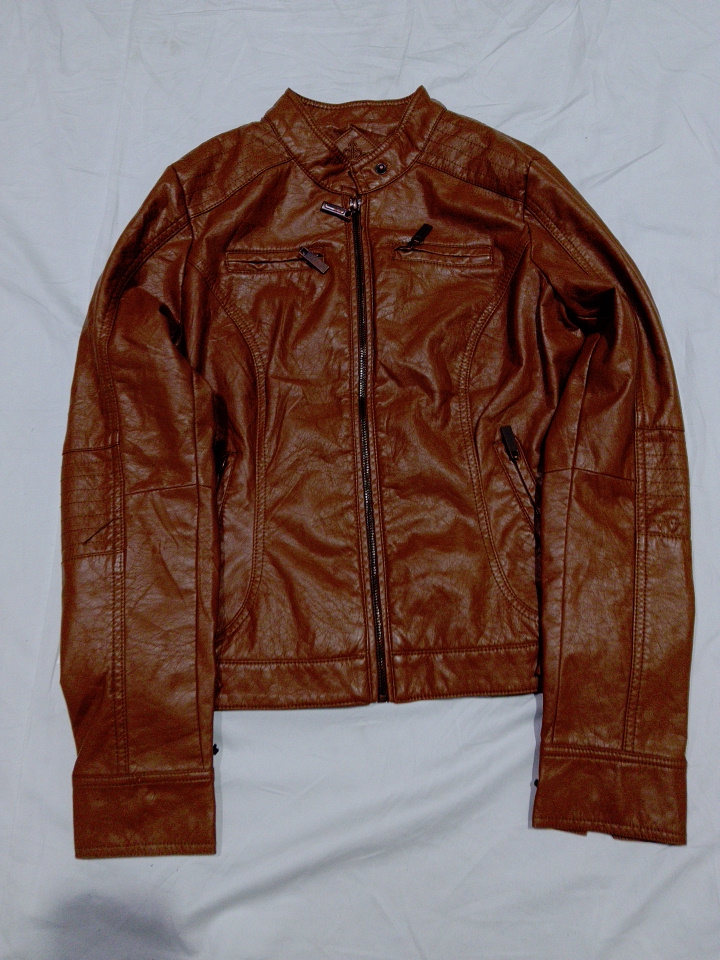 Veste en cuir marron