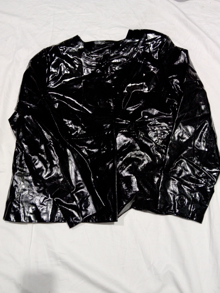 Laura Ashley schwarze Kunstlederjacke