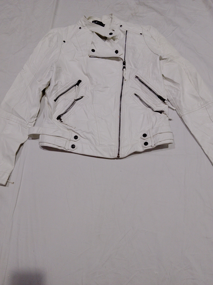 A-Apparels White Leather Jacket