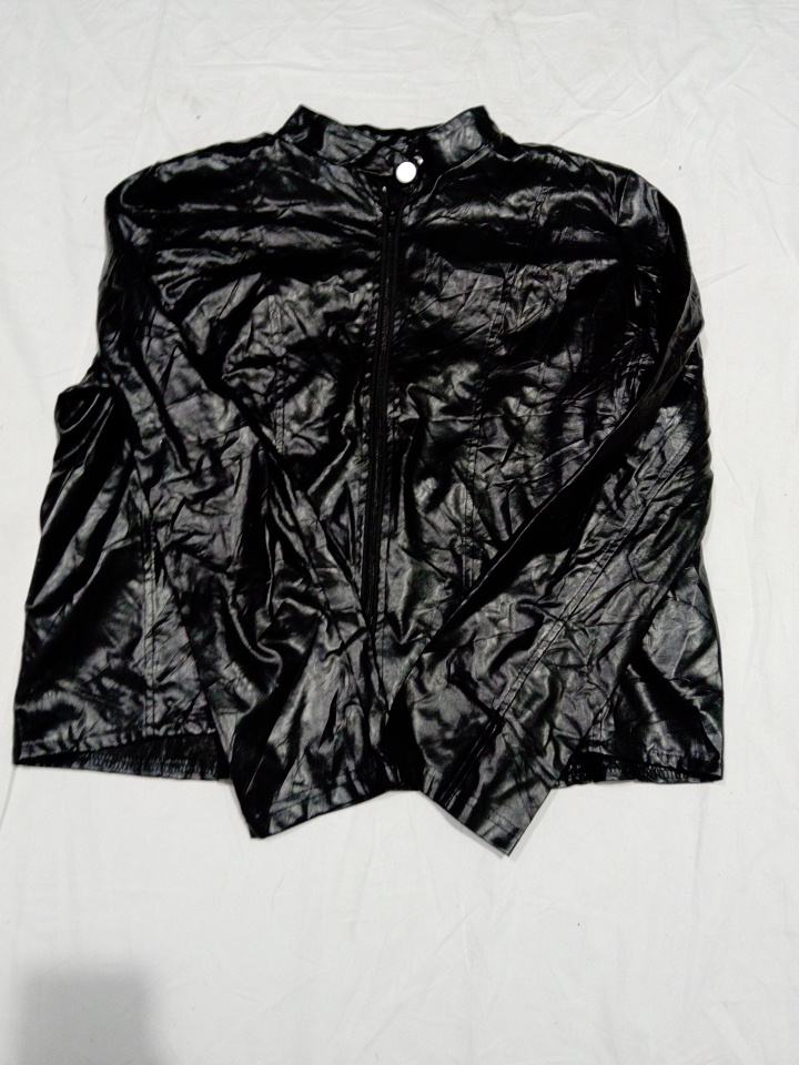 Black Shiny Zip-Up Jacket