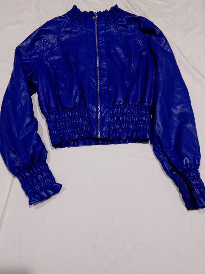 Dots Blue Leather Jacket