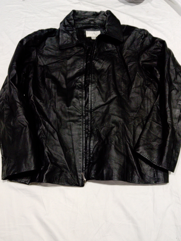Veste en cuir noir Worthington