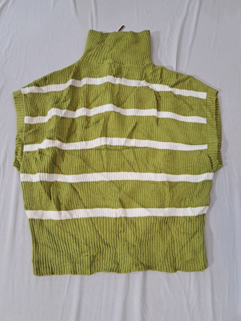 Top en maille à col roulé sans manches rayé Marc N..