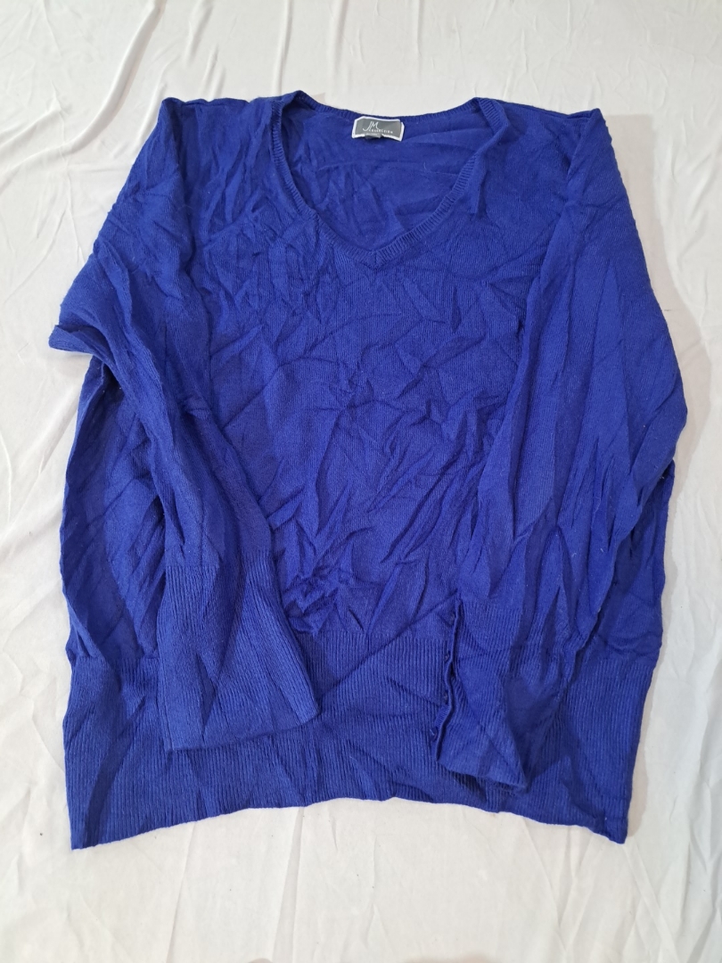 J Collection Blue V-Neck Knit Sweater