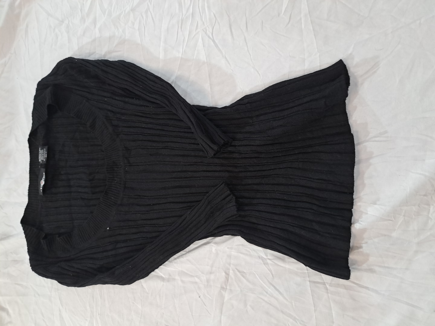 É Nosso Tempo Suéter de Malha Canelada Preta