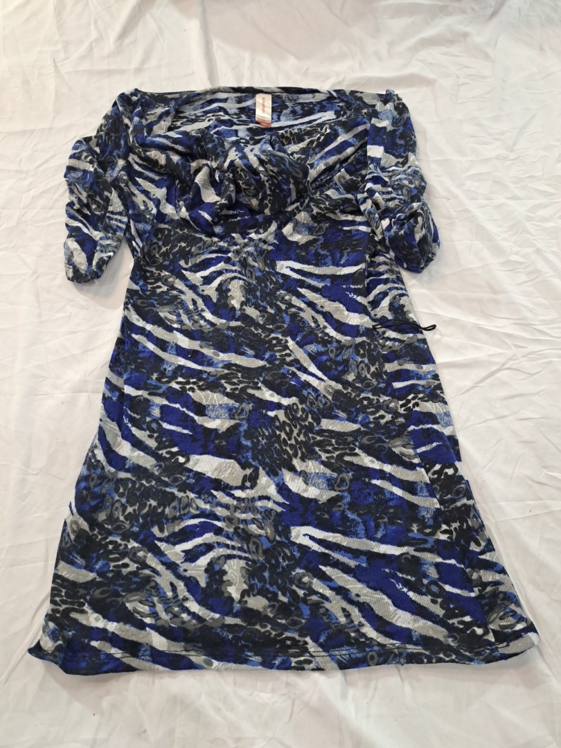 No Boundaries Blue Zebra Print Wrap Dress