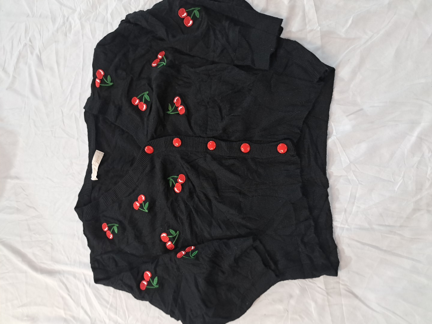 Belle Poque Black Cherry Embroidered Knit Cardigan