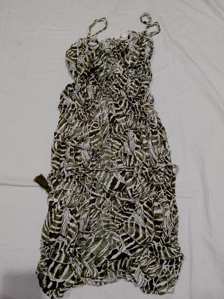 Forever 21 Olive Green Printed Spaghetti Strap Dre..