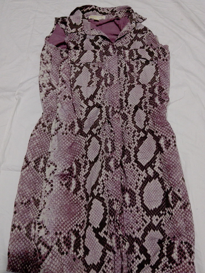 Robe chemise à imprimé serpent violet Michael Kors