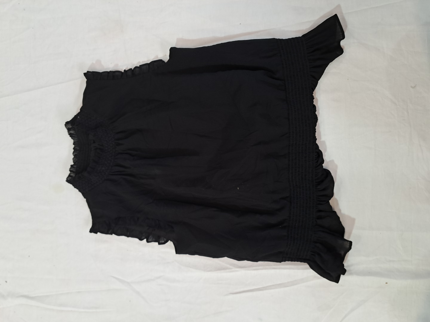 J.Crew Black Ruffle Sleeveless Blouse