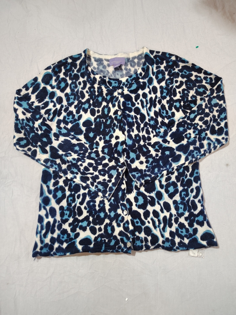 Laura Scott Leopard Print Knit Cardigan