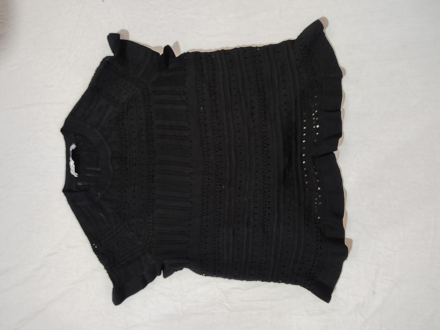 Zara Black Ruffle Knit Blouse