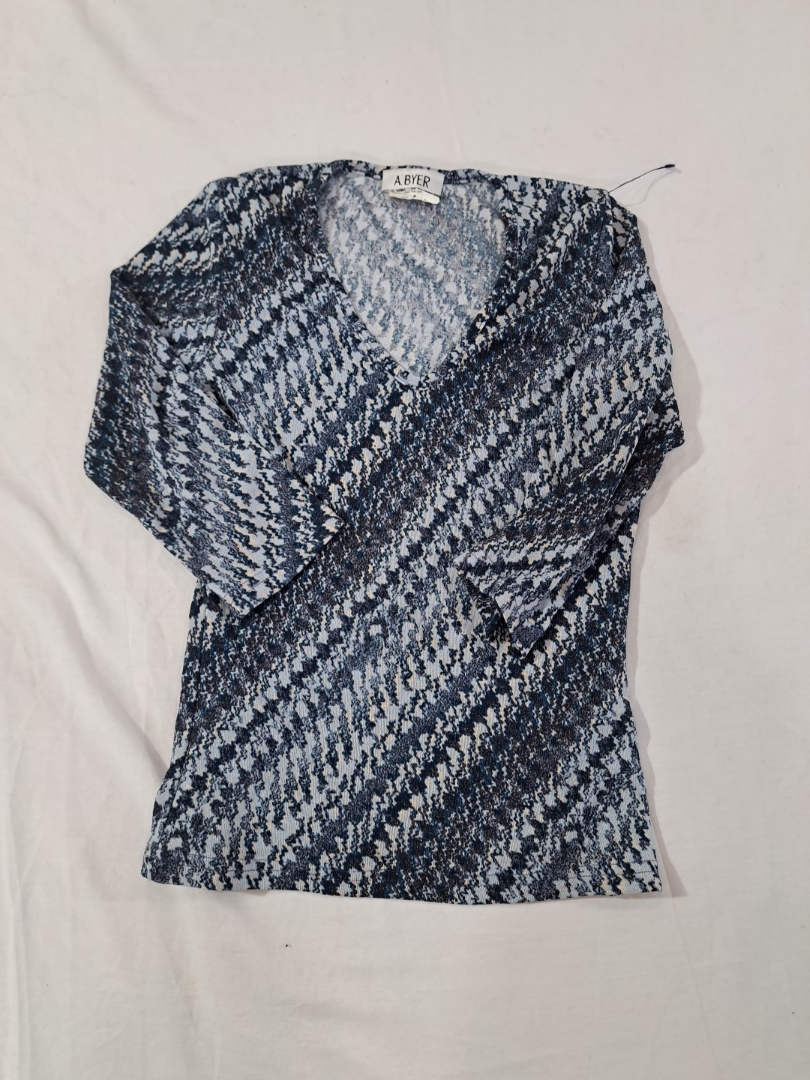 A. Byer Printed V-Neck Blouse