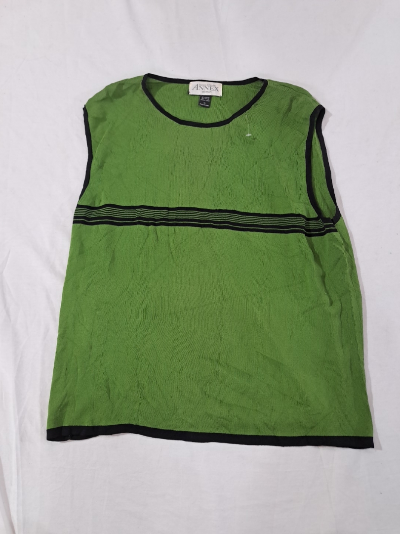 Ann Nex Green Sleeveless Ribbed Tank Top