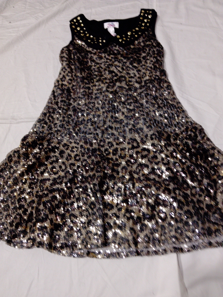 Justice Leopard Print Sequin Mini Dress