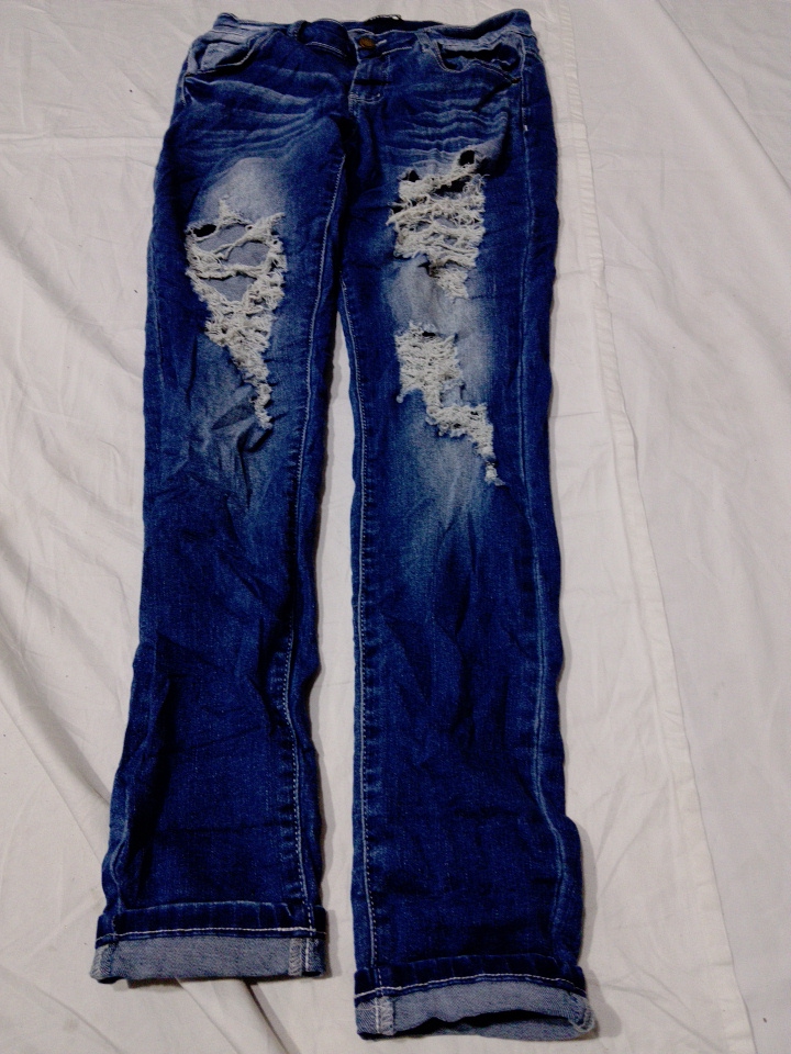 Calças Skinny Desgastadas Flamingo