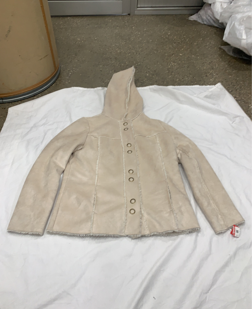 Nesia Cream Colored Fleece Jacket with Hood