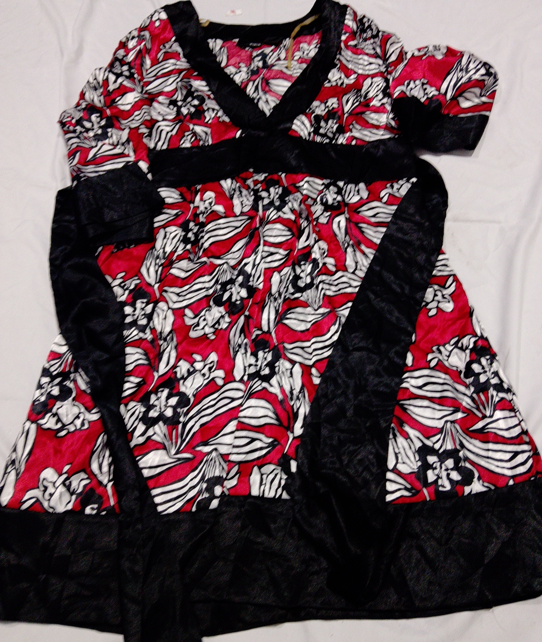 Red and Black Floral Dress
