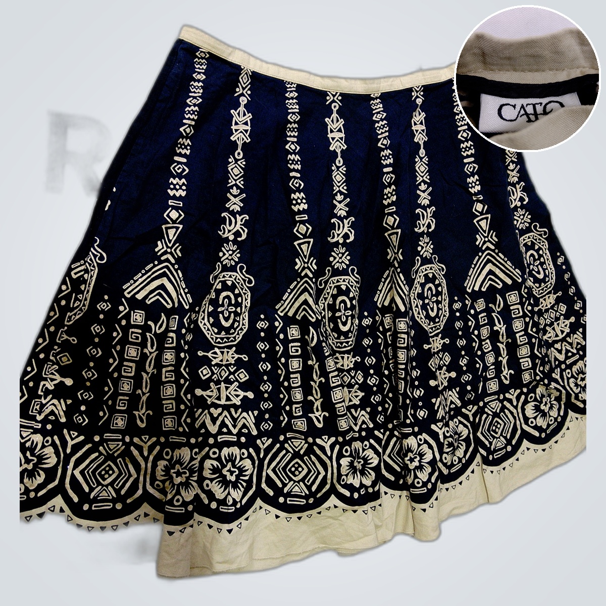 Black and Beige Embroidered Skirt