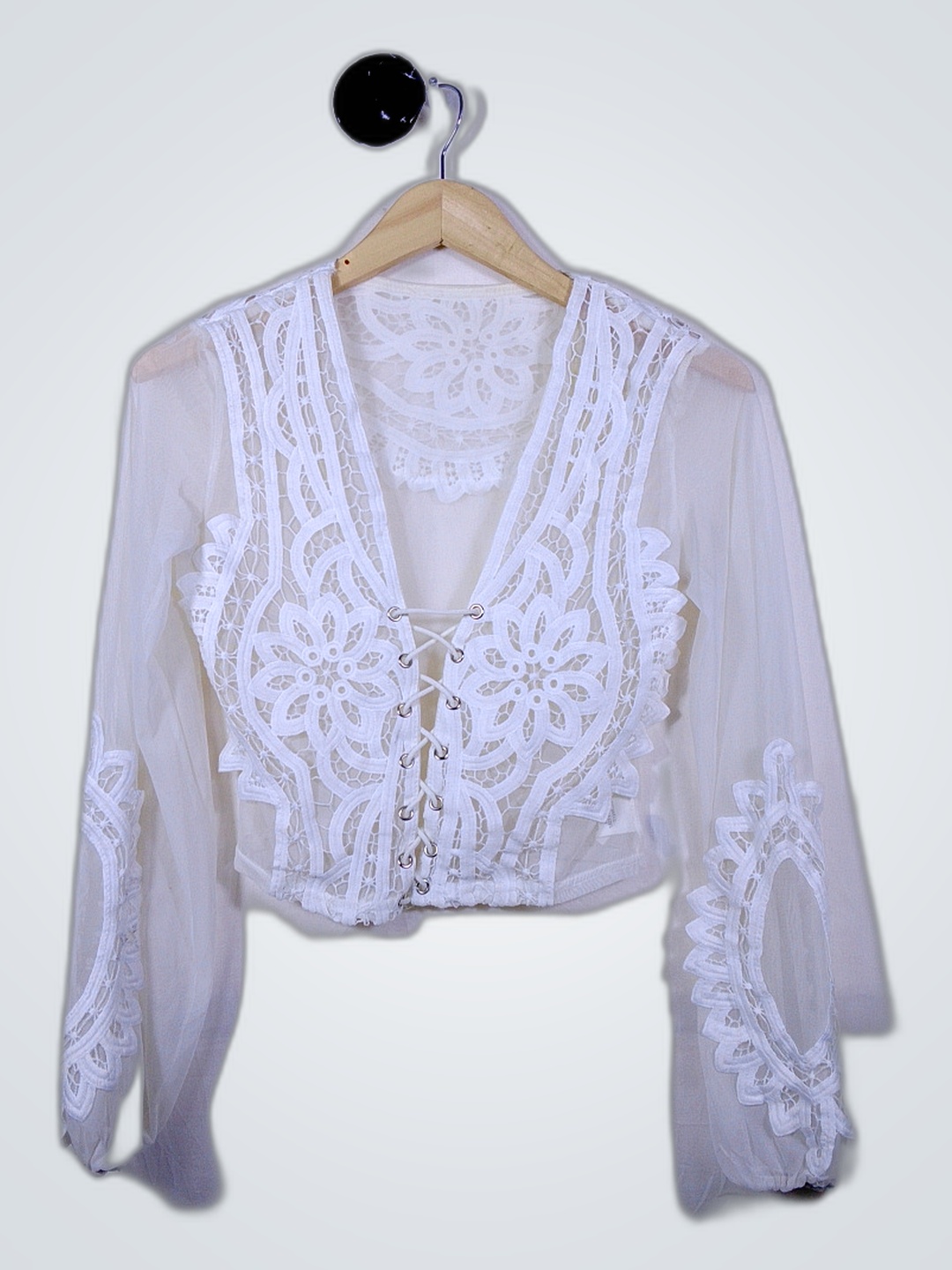 White Lace Cropped Top