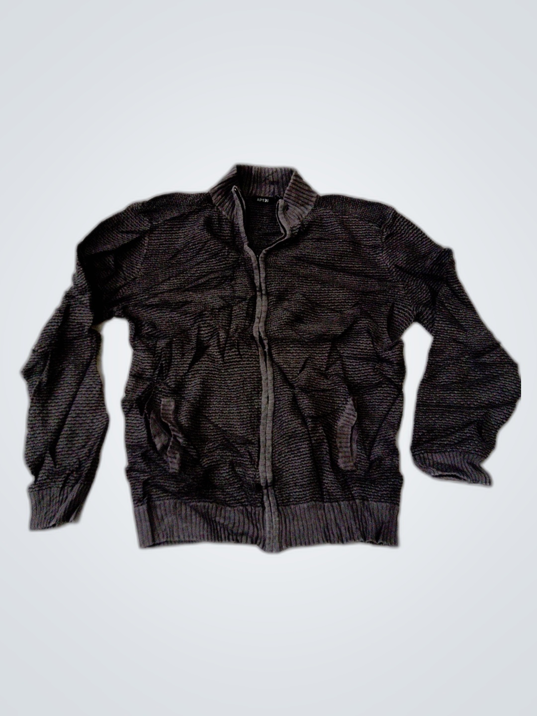 Gray Knit Zip-Up Sweater