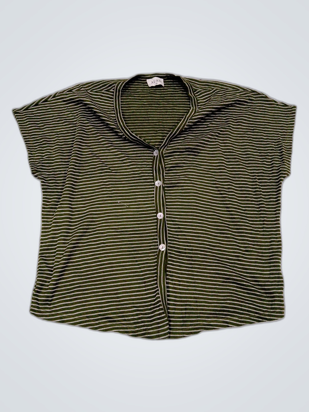 Green Striped Knit Top