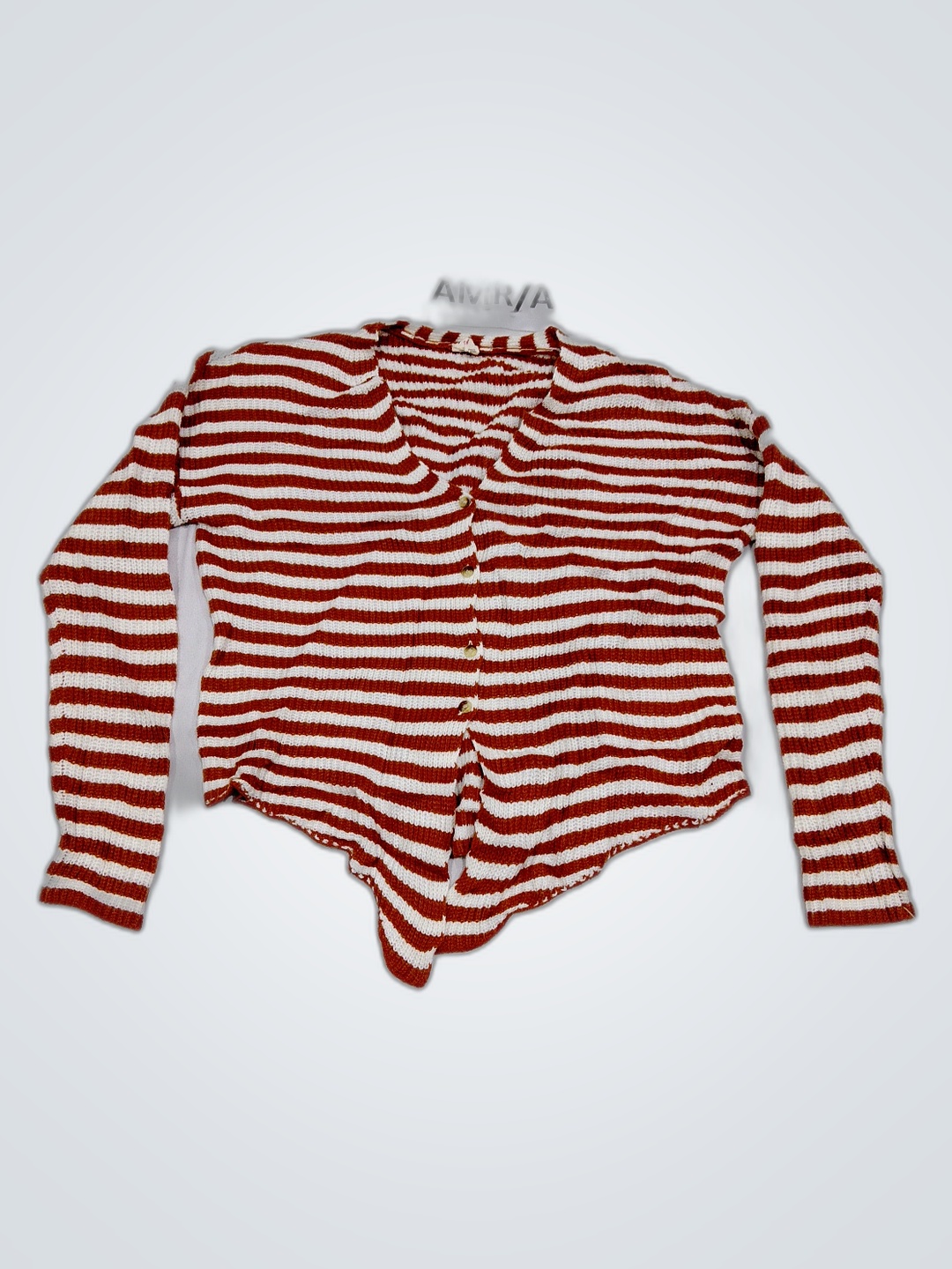 Red and White Striped Long-Sleeve Bodysuit