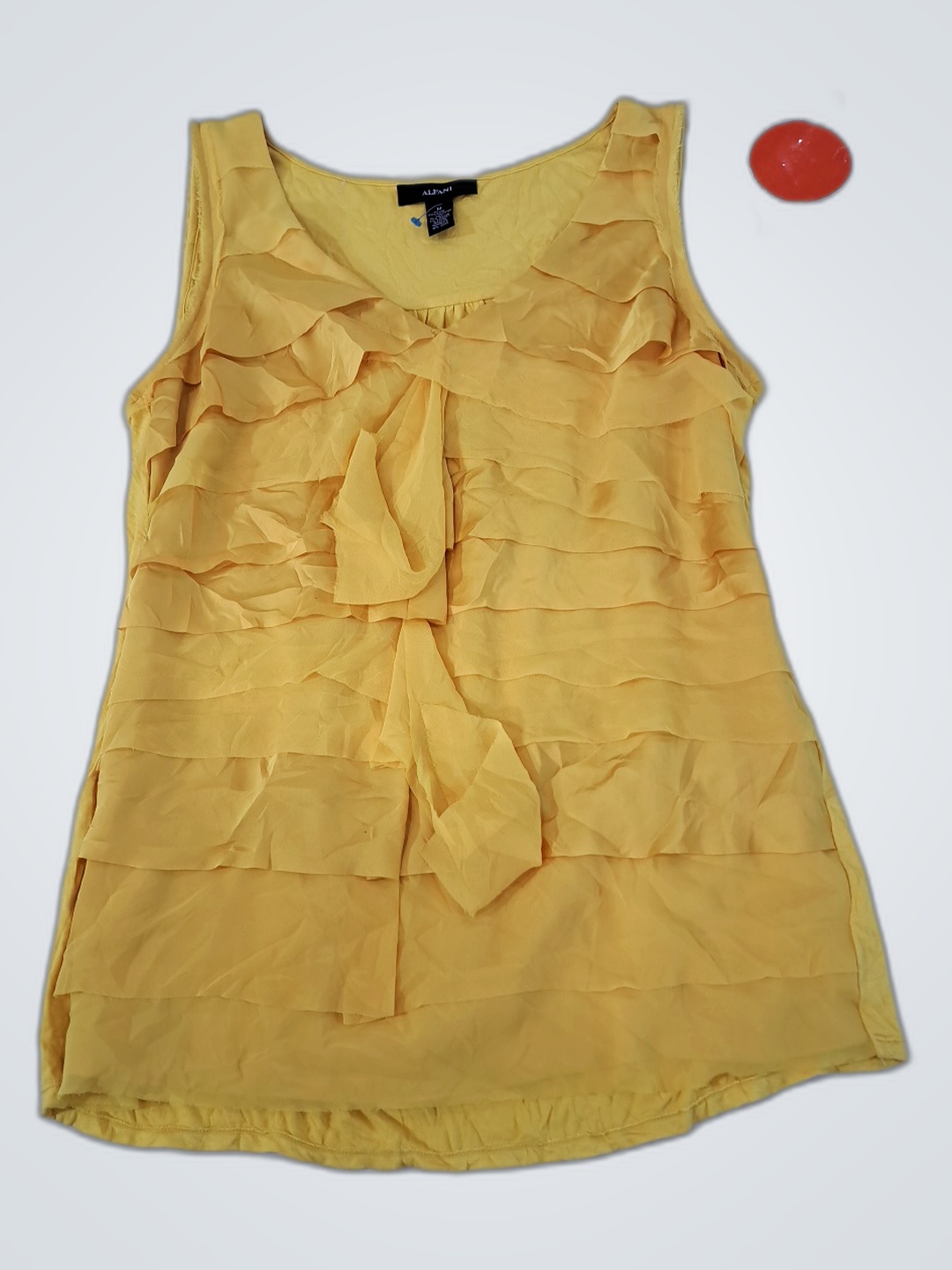 Alfani Yellow Ruffled Tank Top