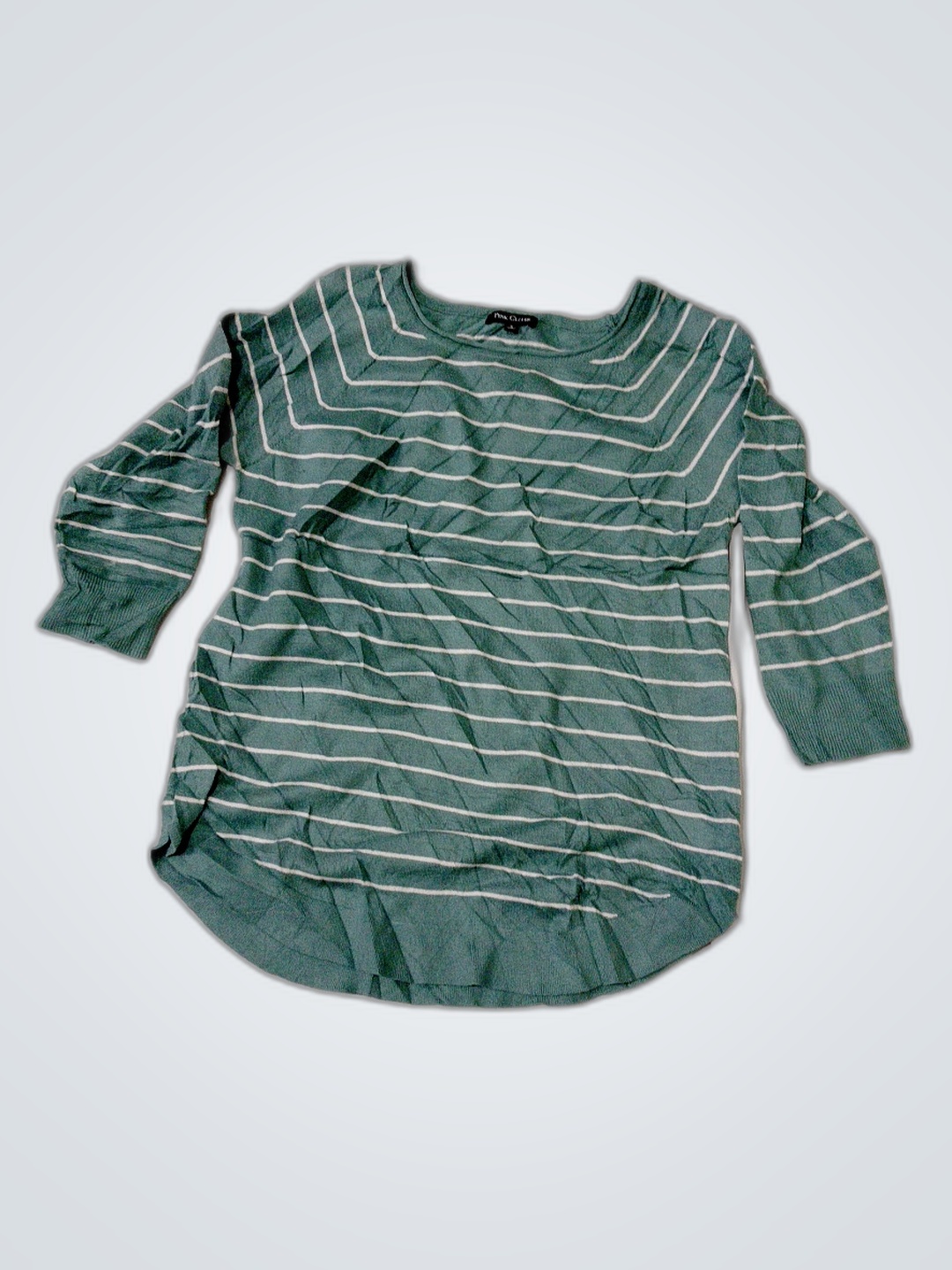 Chemise à manches longues rayée verte