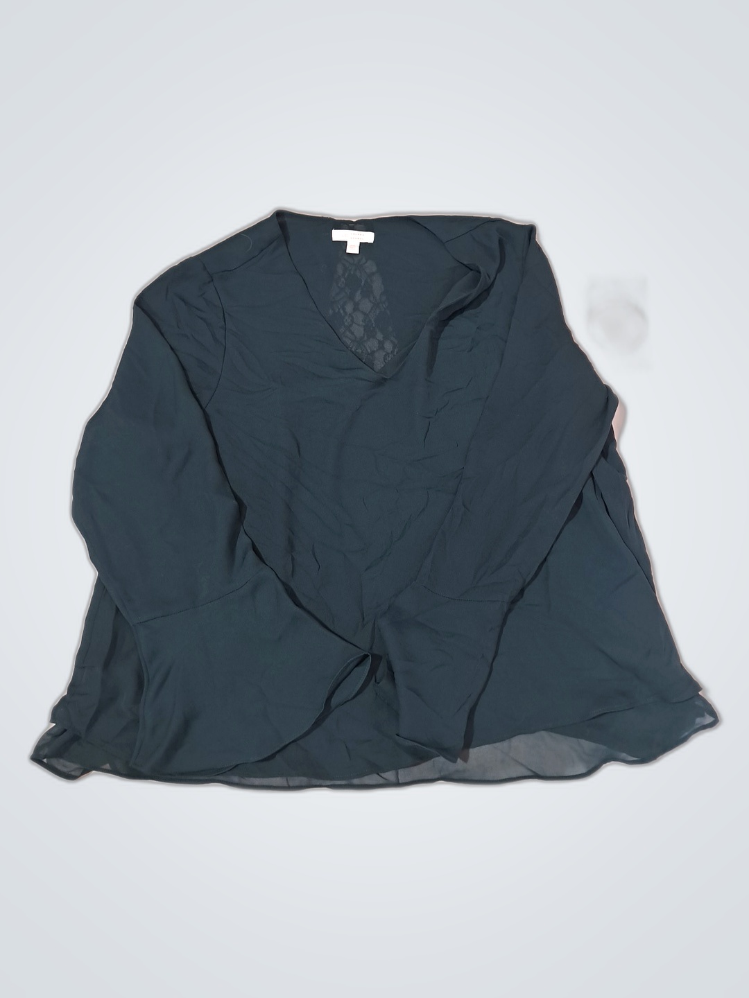 Dunkelgrüne Bluse mit Spitzendetails