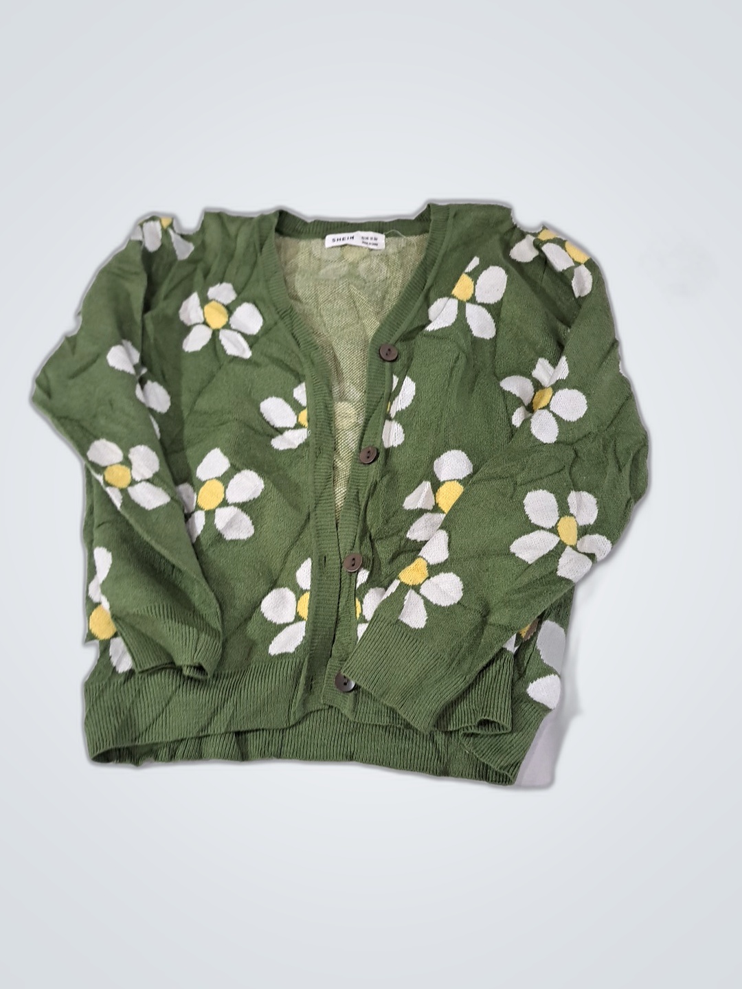 SHEIN Green Floral Cardigan
