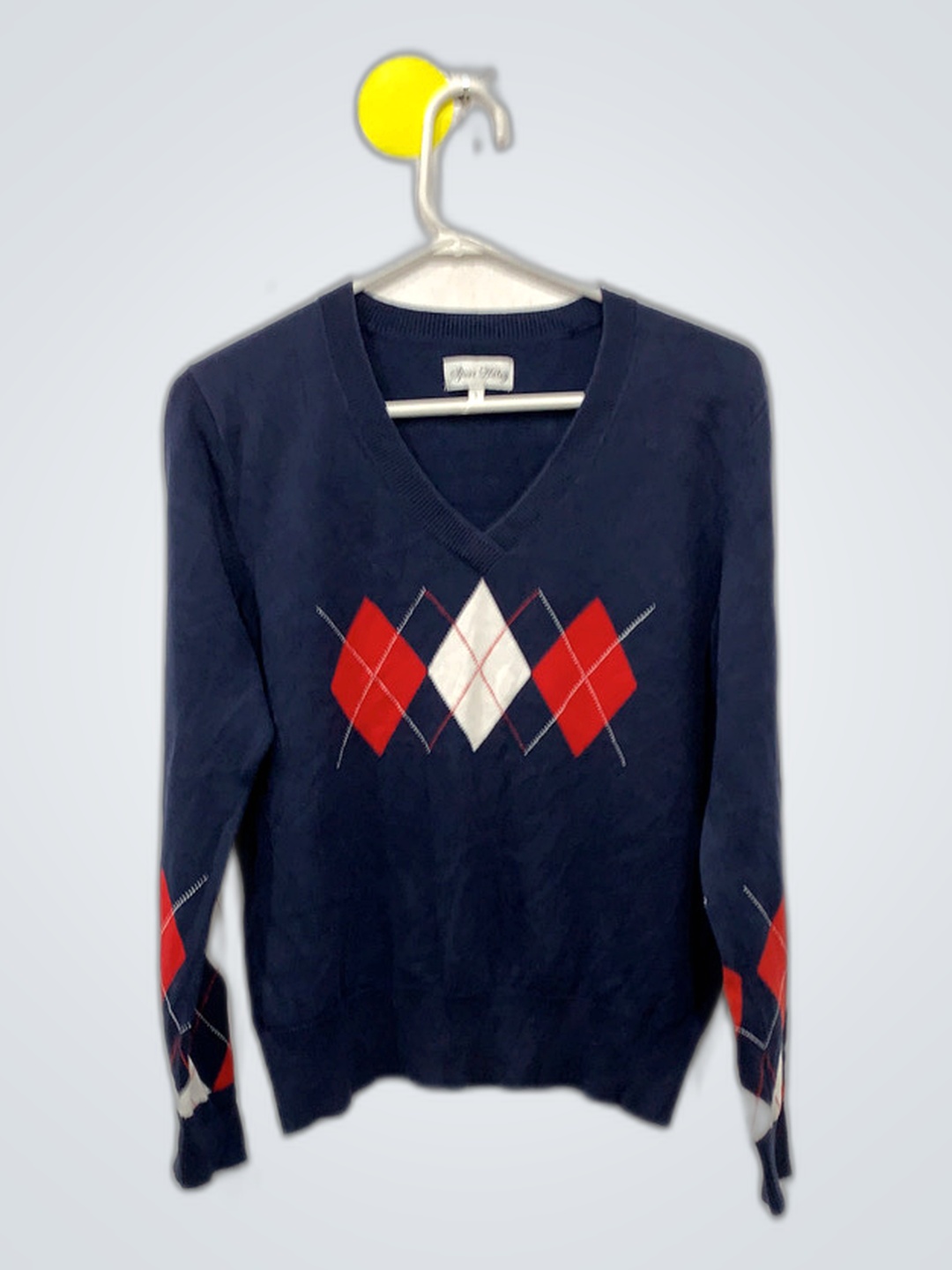 Marineblauer Argyle-Pullover