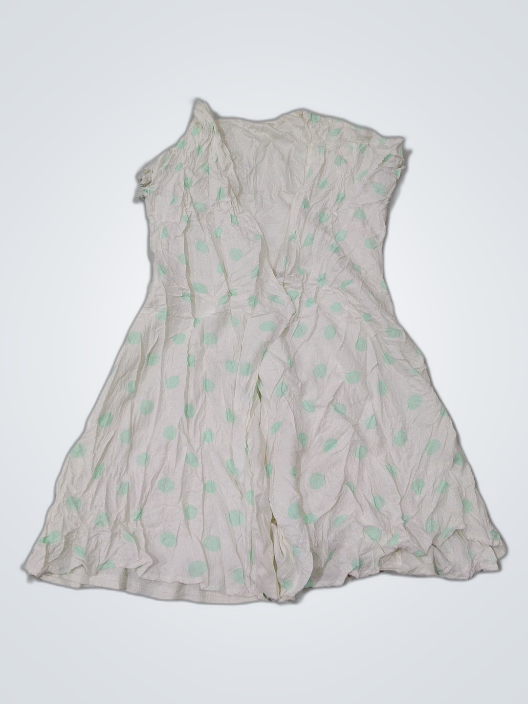 White Dress with Green Spots