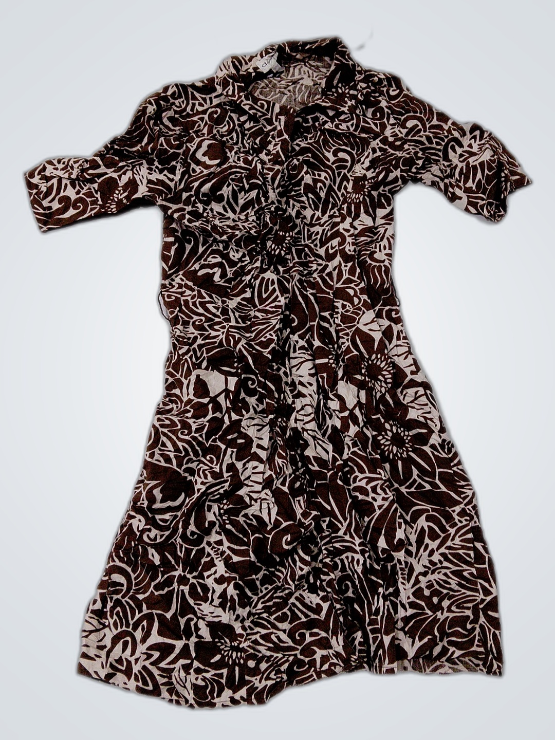 Brown and White Floral Dress