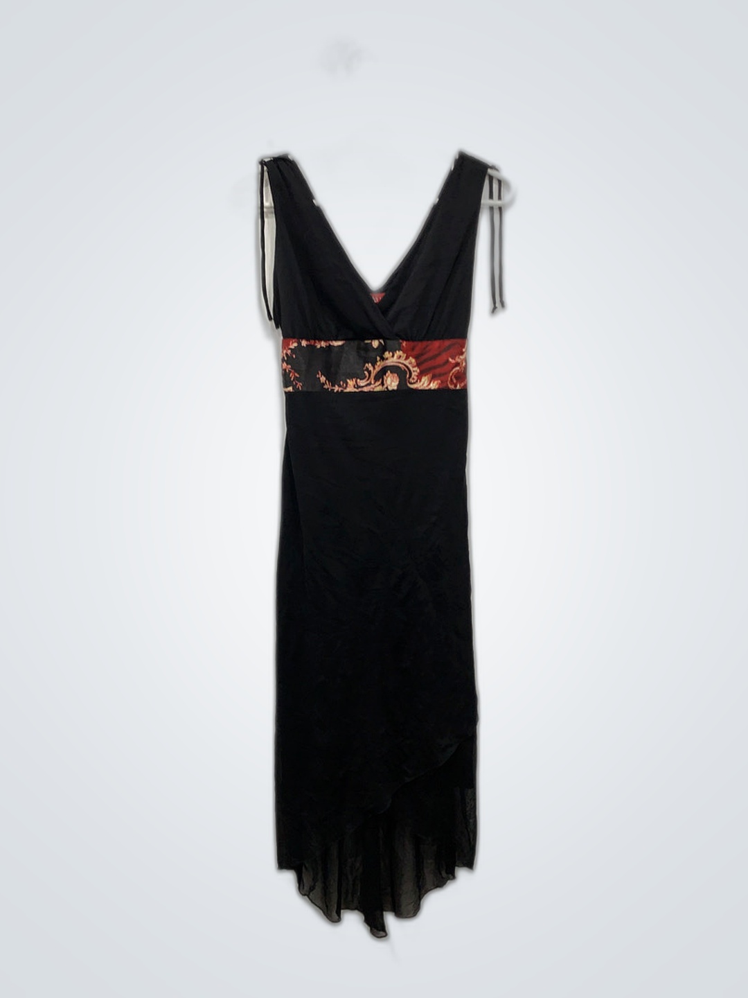 Black Dress with Red and Gold Accent