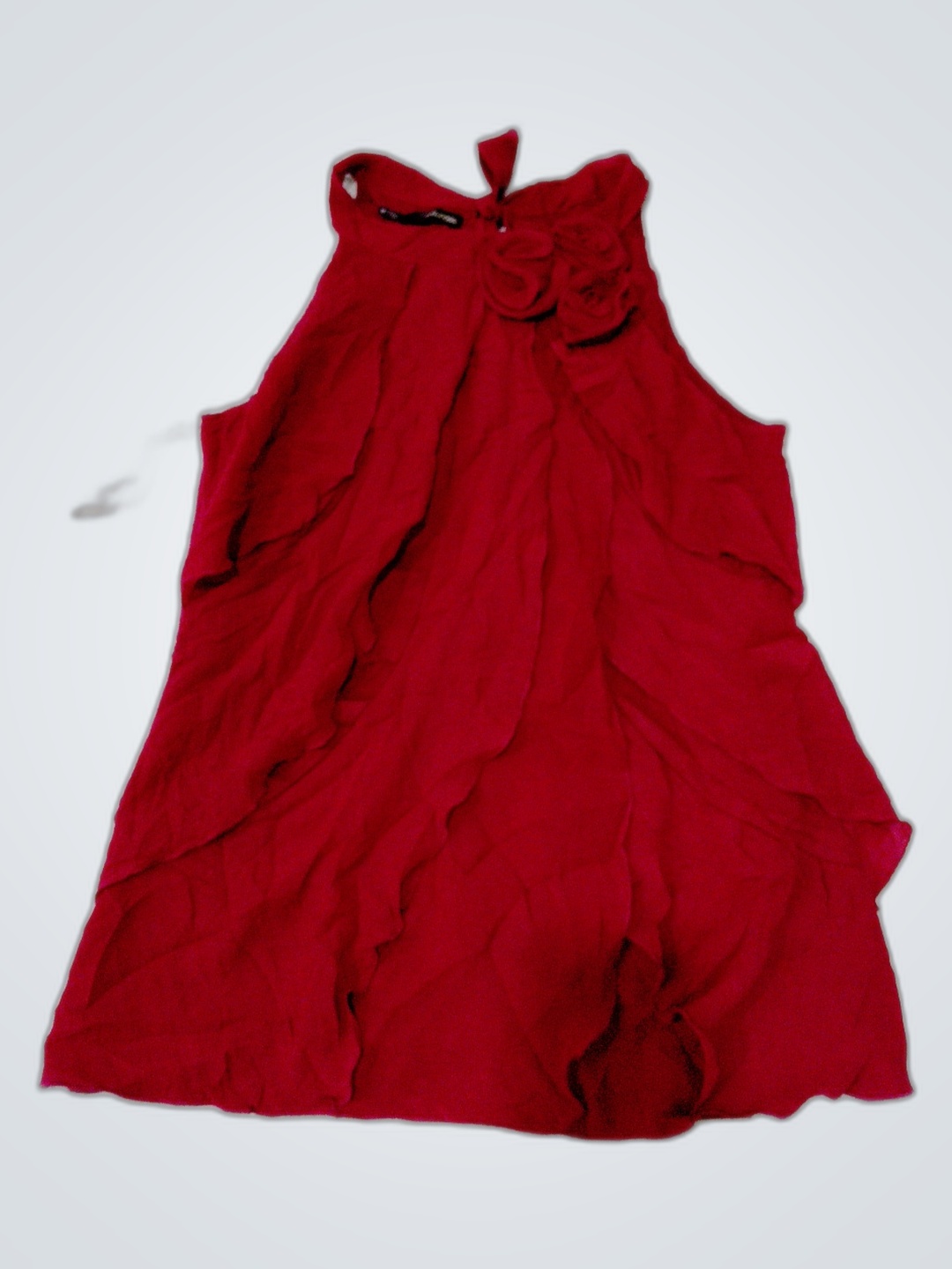 Red Ruffled Halter Neck Dress