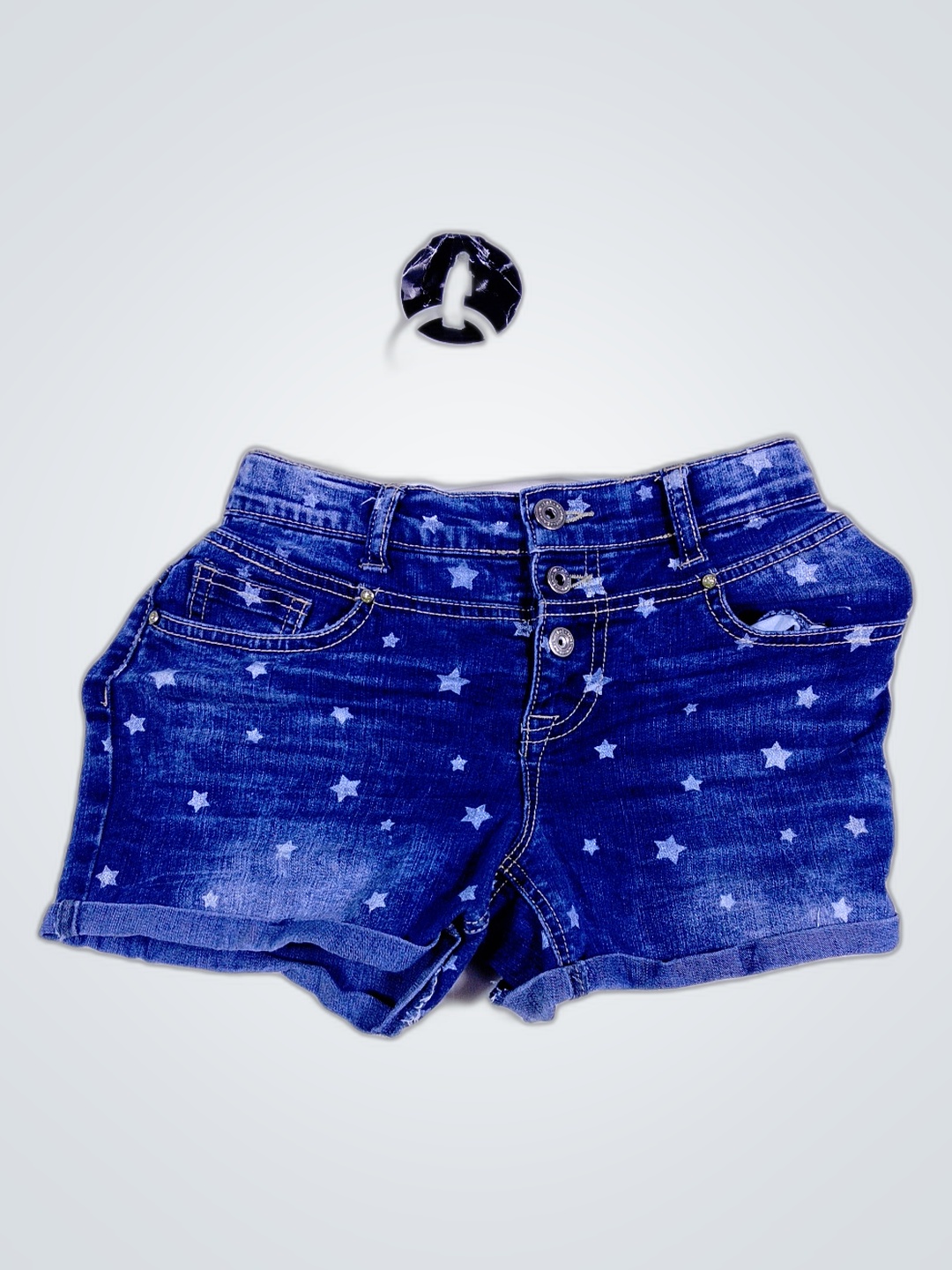 Blue Denim Shorts with White Stars