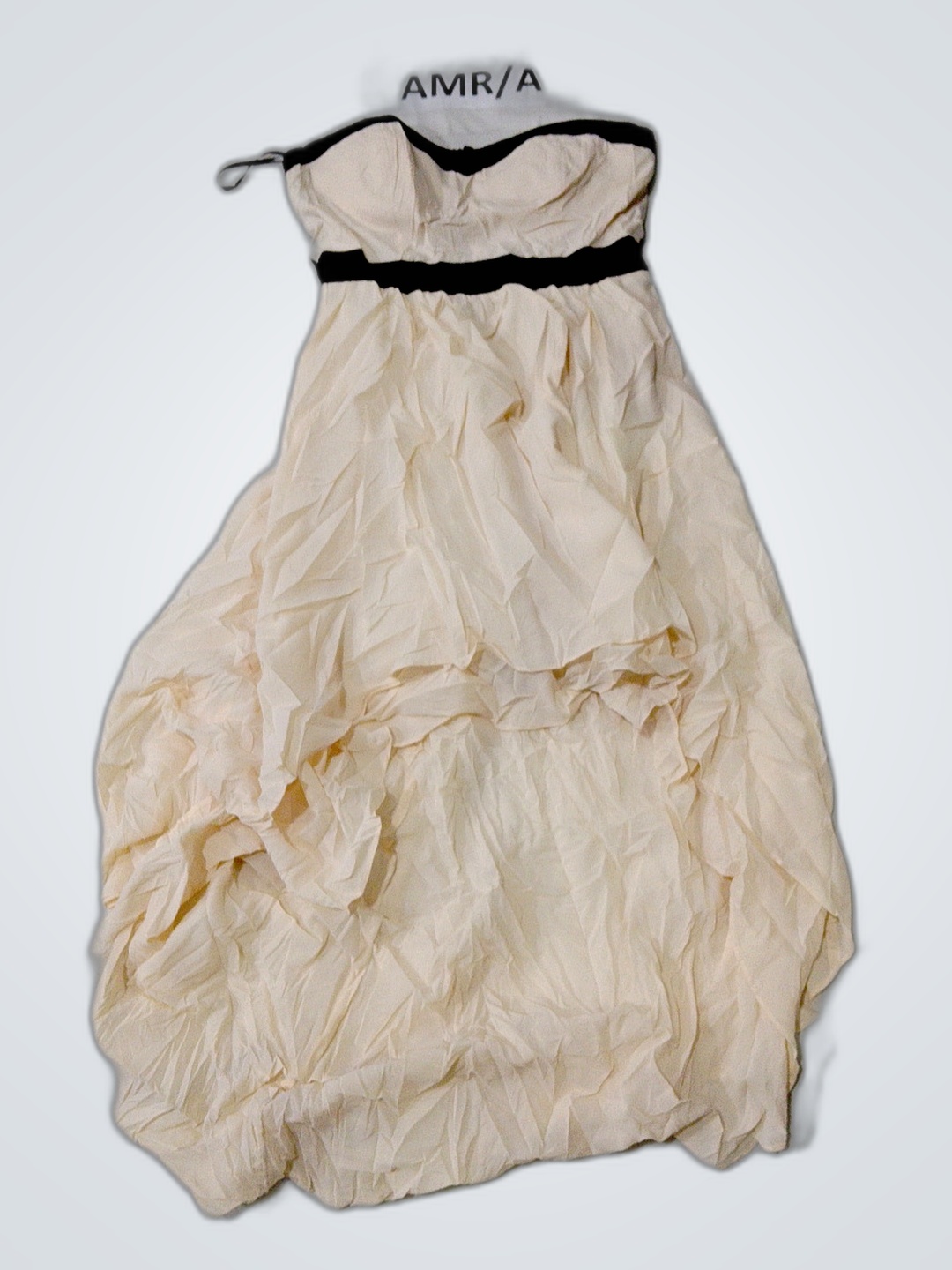 White and Black Strapless Dress