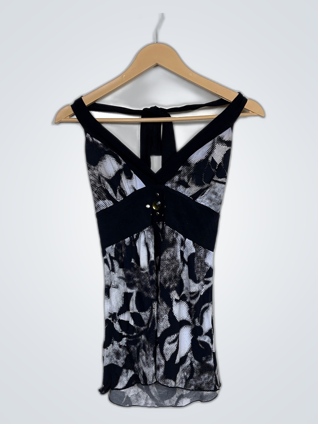 Robe à motif floral noir et blanc