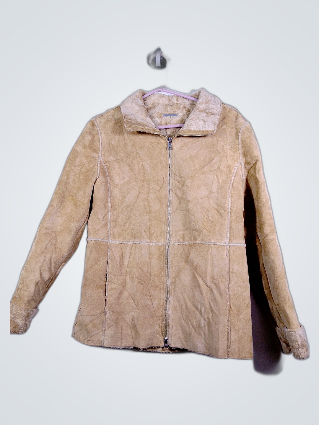 Veste en fourrure synthétique beige doublée