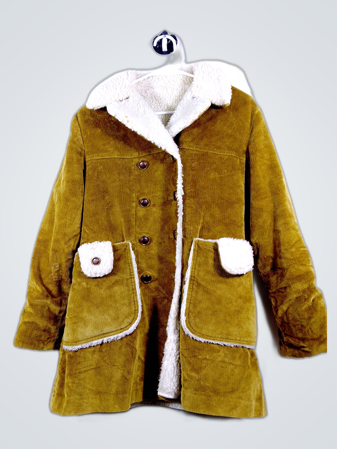 Unbranded Vintage Shearling Trim Suede Coat